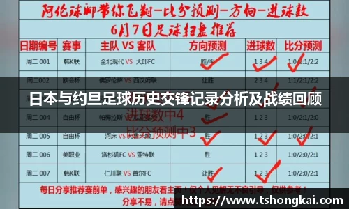 日本与约旦足球历史交锋记录分析及战绩回顾